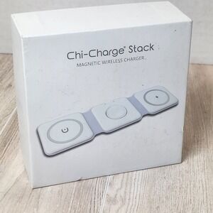 Chi-Charge Stack Magnetic Wireless Charger Compatible iPhone Apple Watch White